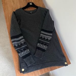 CHANEL Vintage CC Logo Cashmere Sweater Top Pullover Gray Size large L 40